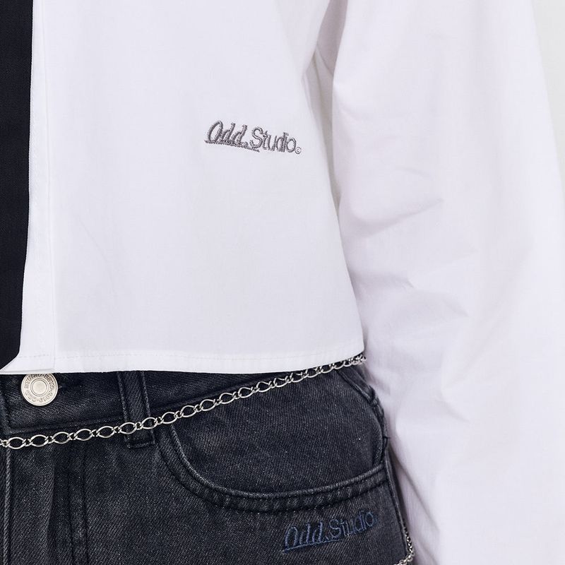 Odd Signature Logo crop shirt - white