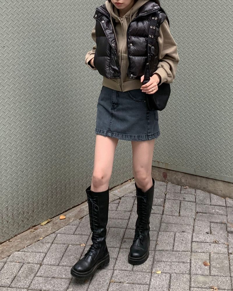 High crop padding vest