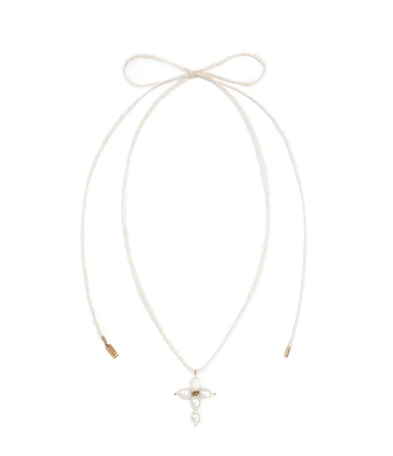 クロスパールネックレス(White)