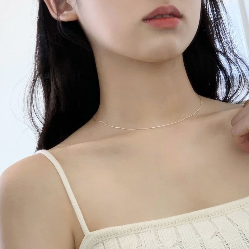 SILVER THIN THREAD NECKLACE(CHOKER) (925 silver