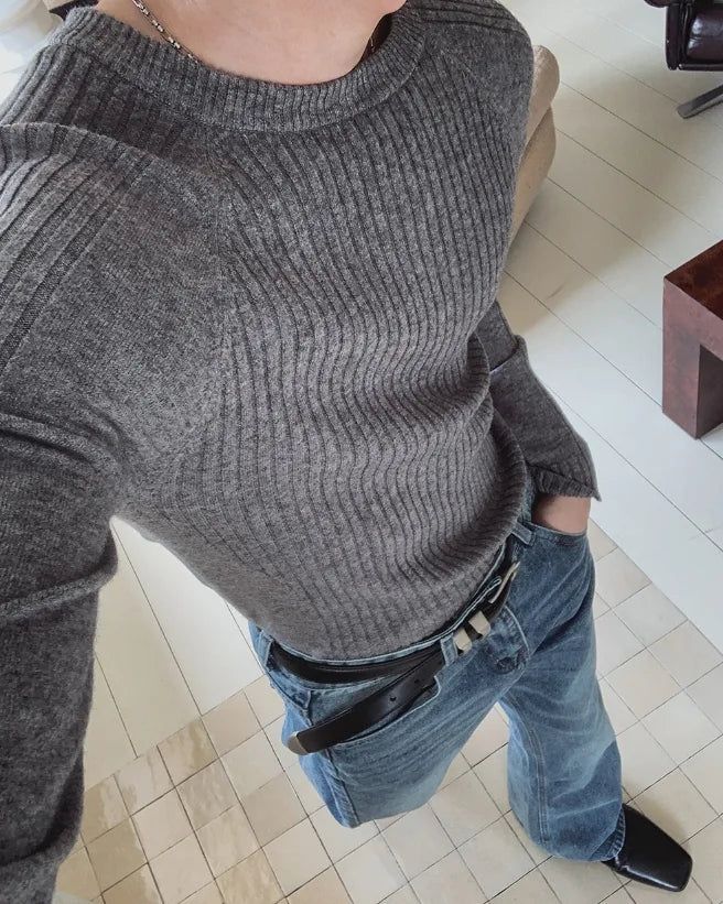 Sailon Ribbed Raglan Muscle Fit Knit