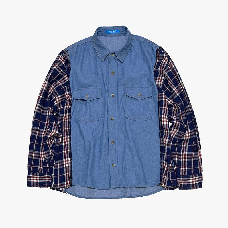 check block denim shirt_blue