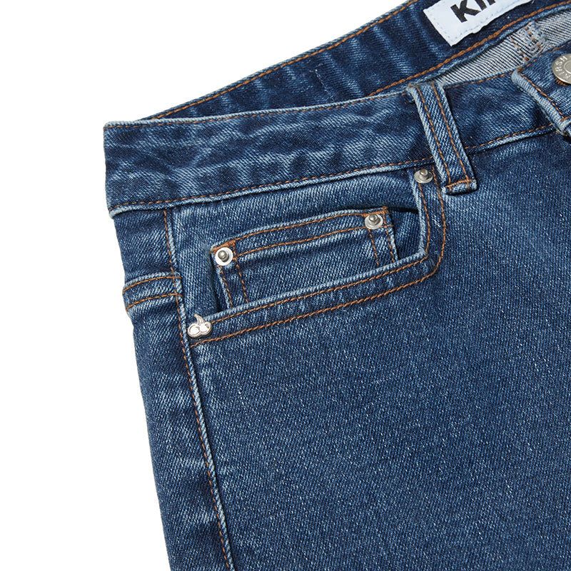 CHERRY BOOTS CUT DENIM PANTS [DARK BLUE]