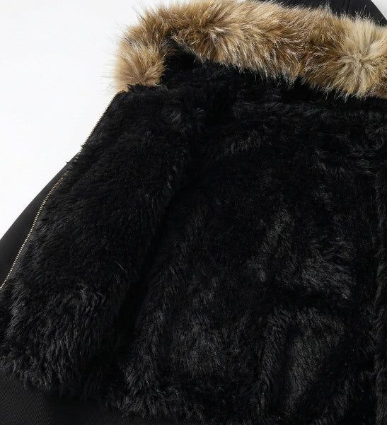 25FW★ [ EEUN MADE ] Tree Hotfix Double Fur Hood Zip-Up