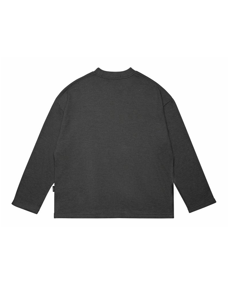 DirtyCoins Script Waffle LS T-Shirt Grey