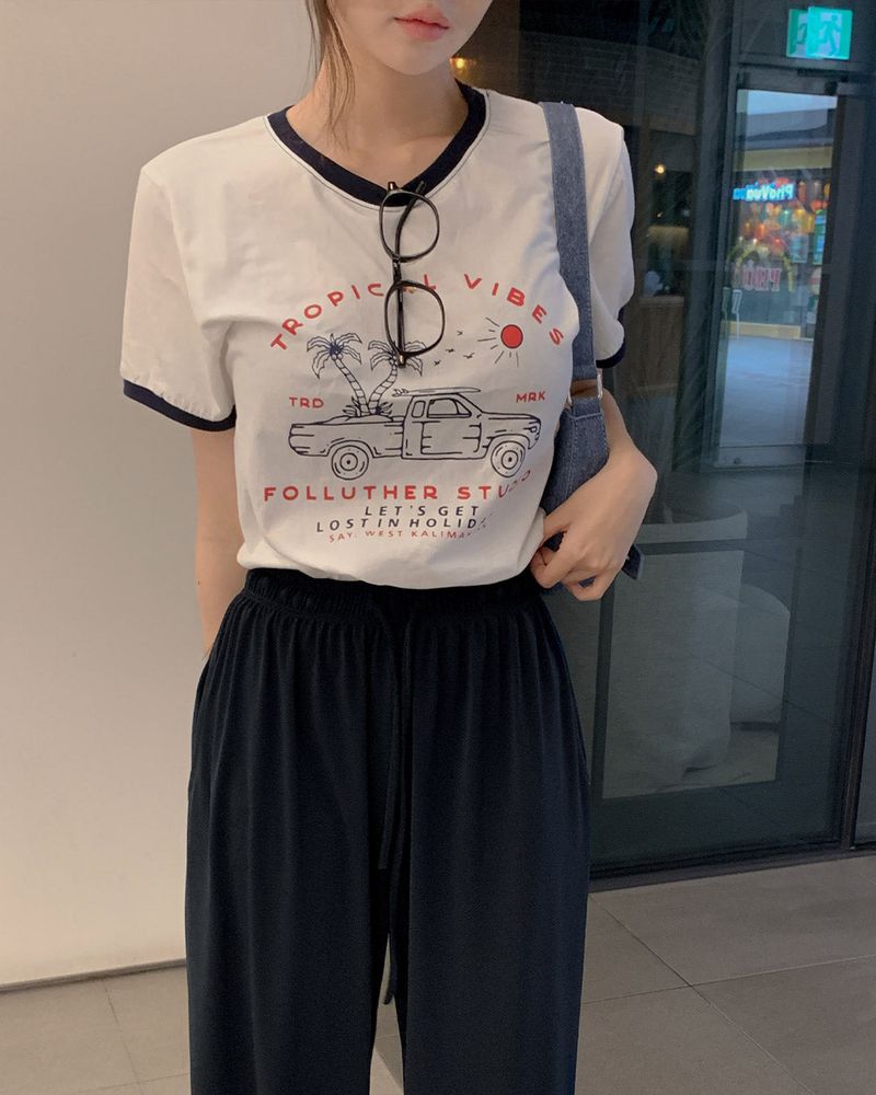 Trow printed short-sleeved T-shirt