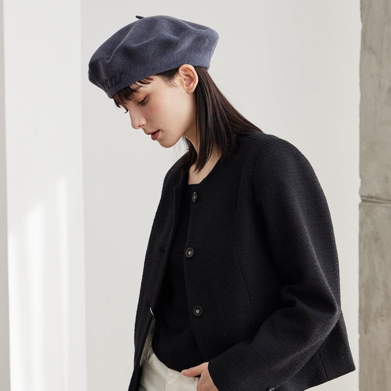 VARZAR Cursive Logo Wool Beret / Gray