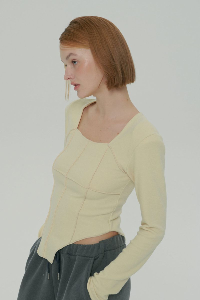 SOFT SQUARE NECK TOP / YELLOW
