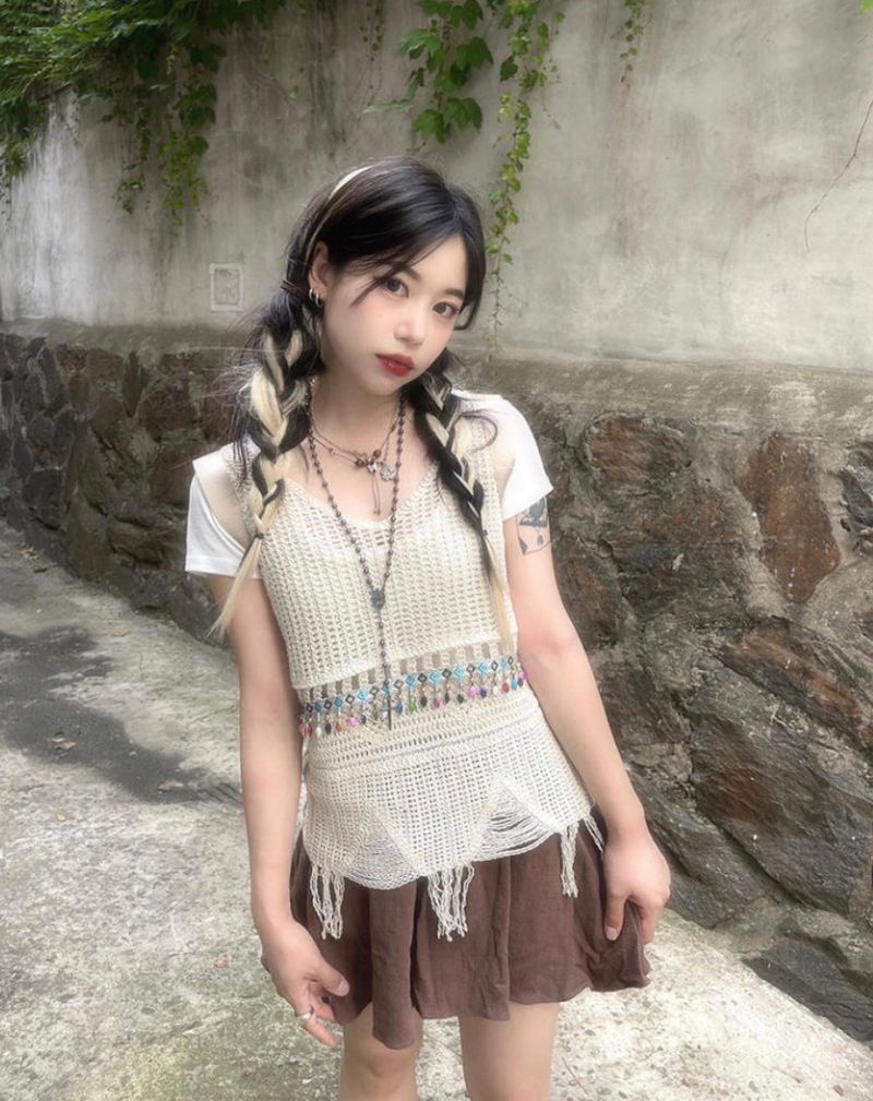 Morigirl linen banding pantskirt