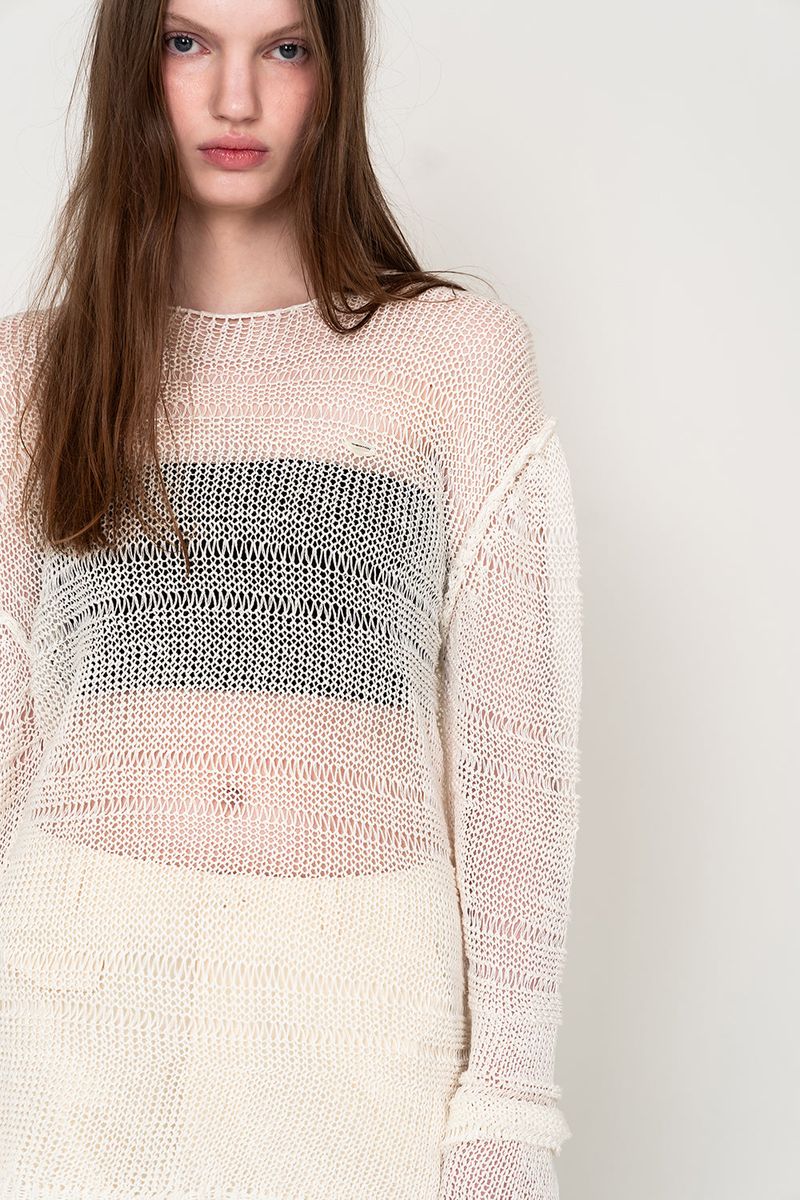 THEOHYOU（ザオユ）の「PULLOVER NET KNIT (WHITE)（Tops）」