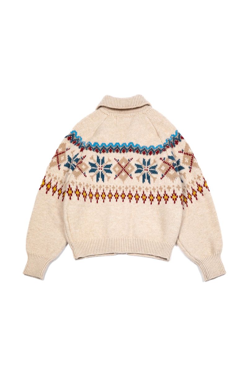 Grid Jacquard Cardigan [Ivory]