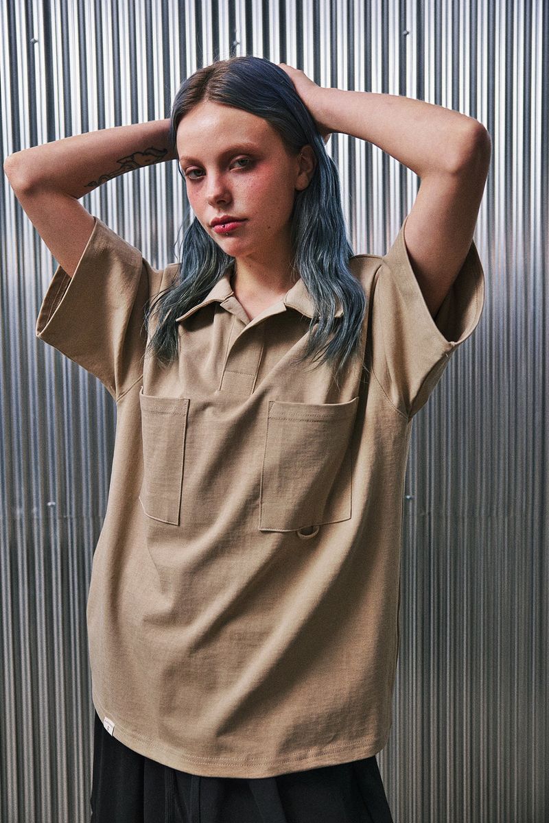 N-BT POCKET 1/2 COLLAR-TEE (Beige)