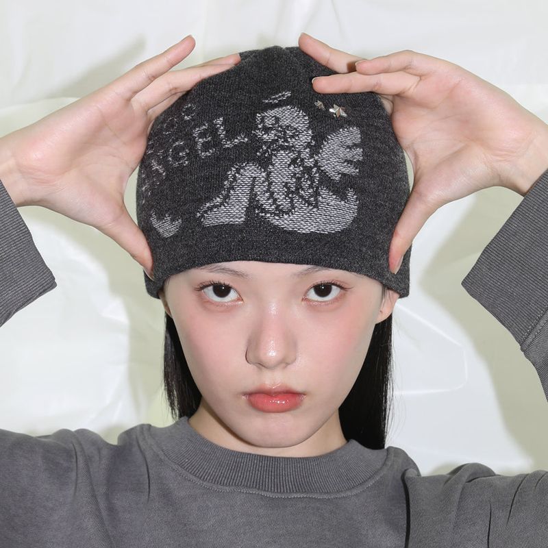 Egg Angel Beanie - CHARCOAL