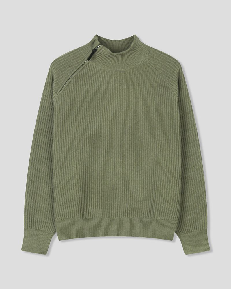Niv Shoulder Zip-Up Regular Knit