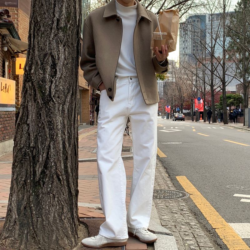 LMN Retro Semi Wide White Jeans (white)