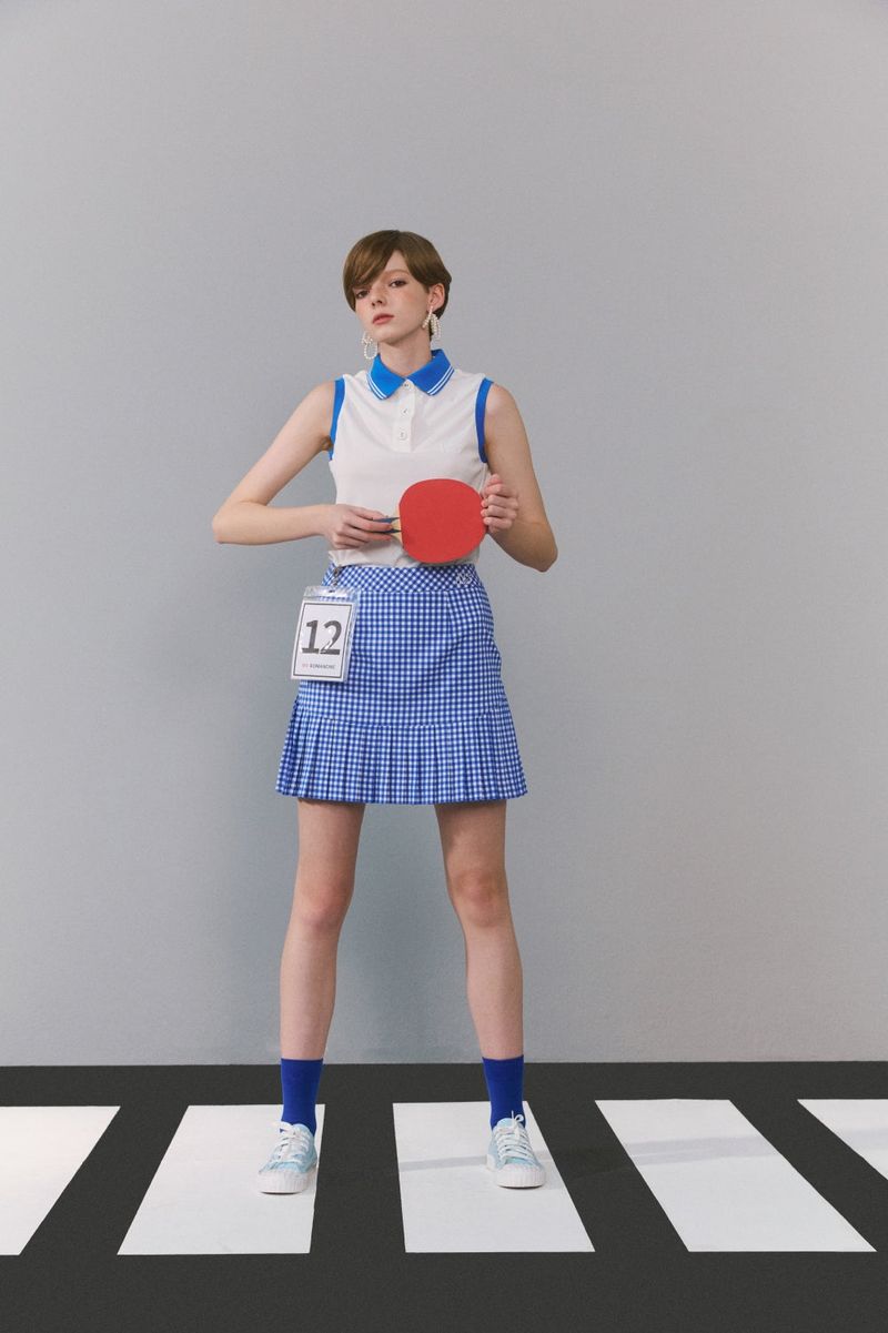 Check pleated skirt