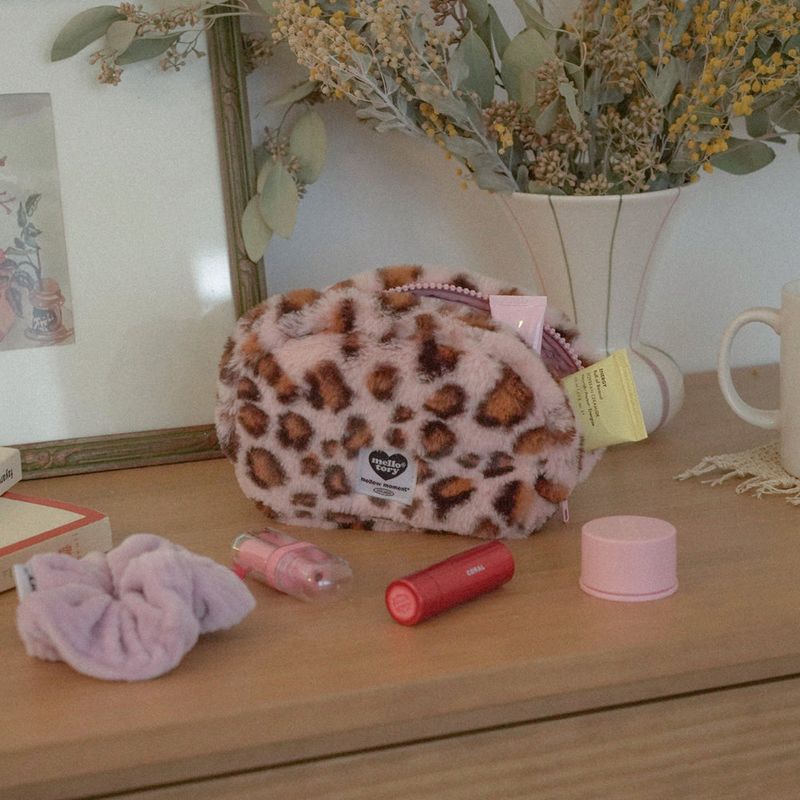 MELLOTORY PATTERN HANDY POUCH (LEOPARD PINK)