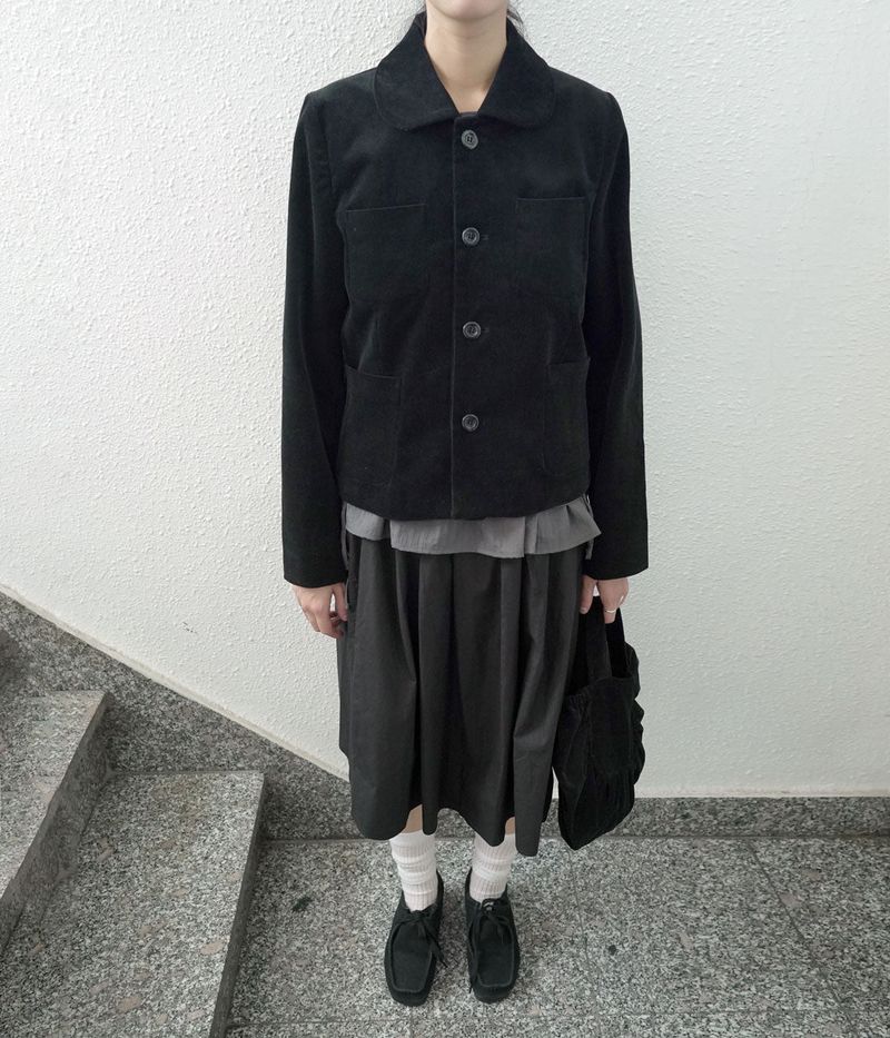 [fiebre] corduroy round collar jacket 