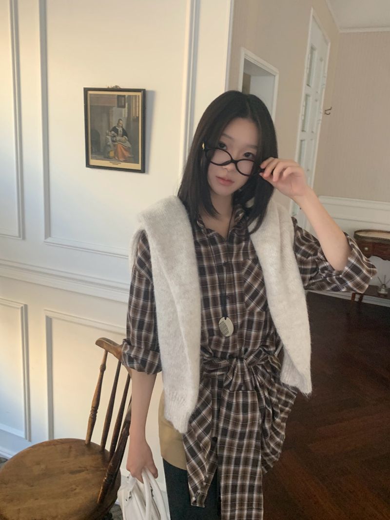 Rook Waist Point Check Long Shirt