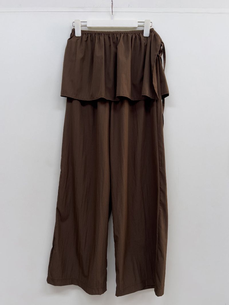 Frill Wrap Nylon Wide Pants