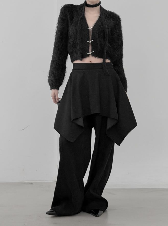 Linked Metal Ring Scarf Fur Cardigan