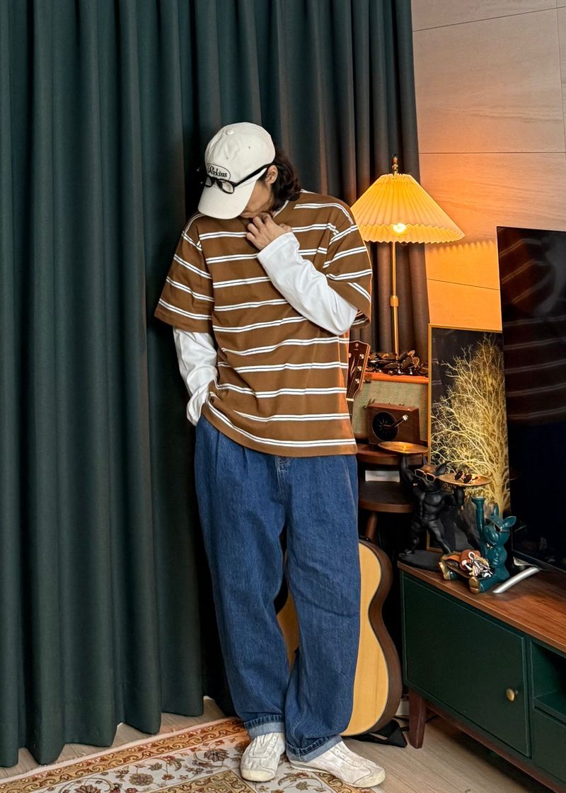 Striped Layered Long-Sleeve 2COLOR