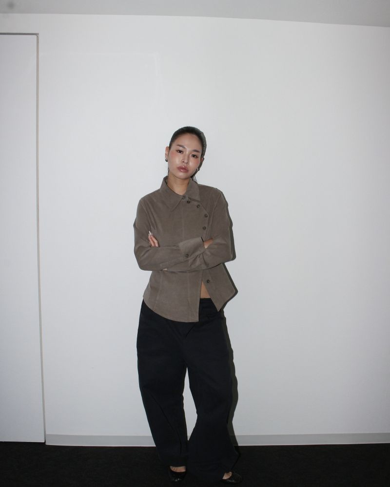 Side button shirts [Taupe]