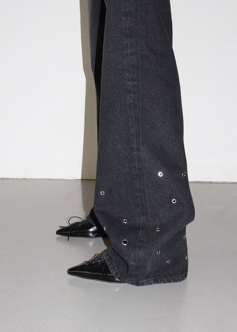 EYELET DENIM PANTS