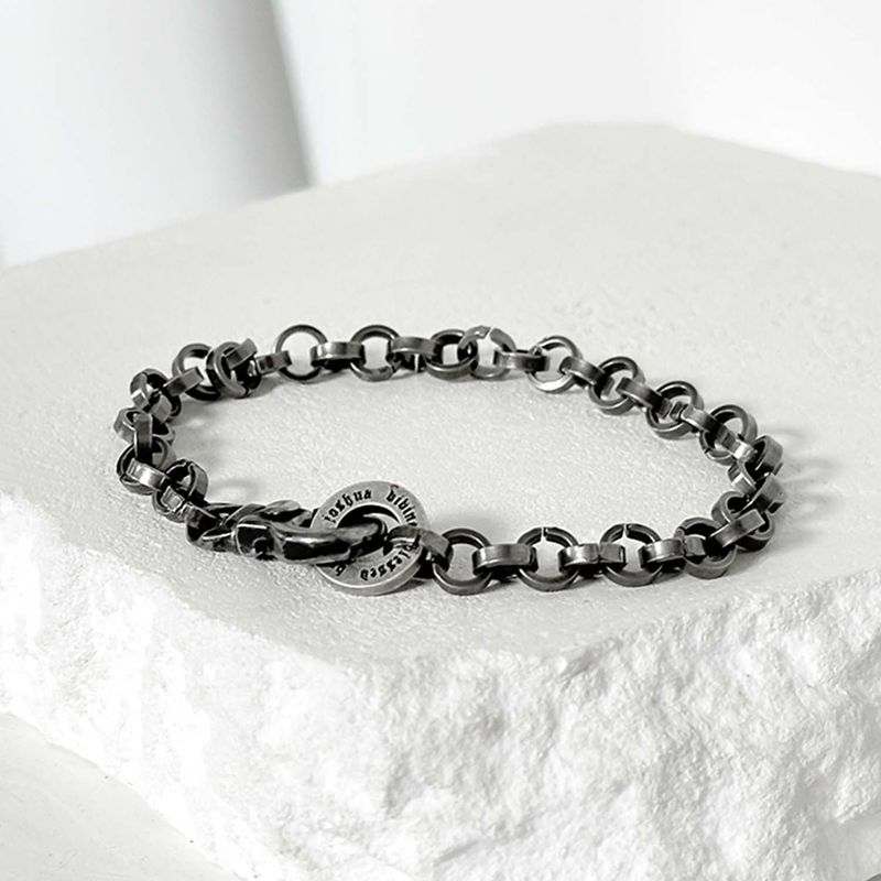 ss-6mm bold O chain bracelet_dark silver