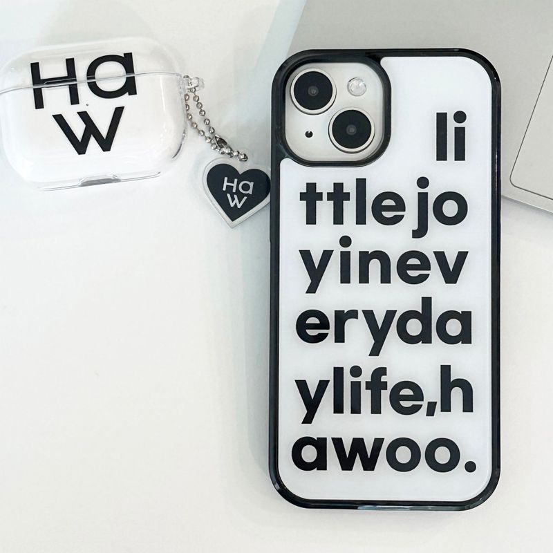 lettering glossy glass bumper case (white)