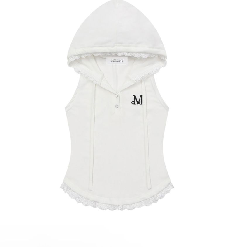 ASEN LACE SLIM HOOD SLEEVELESS (4COLOR)