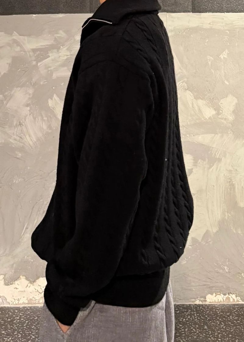 High-Neck Cable Half-Zip Up Knit 6COLOR