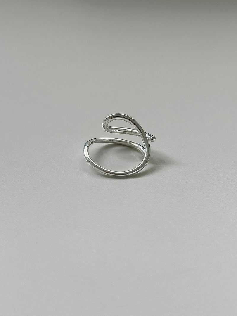 [925silver] Wave frame ring