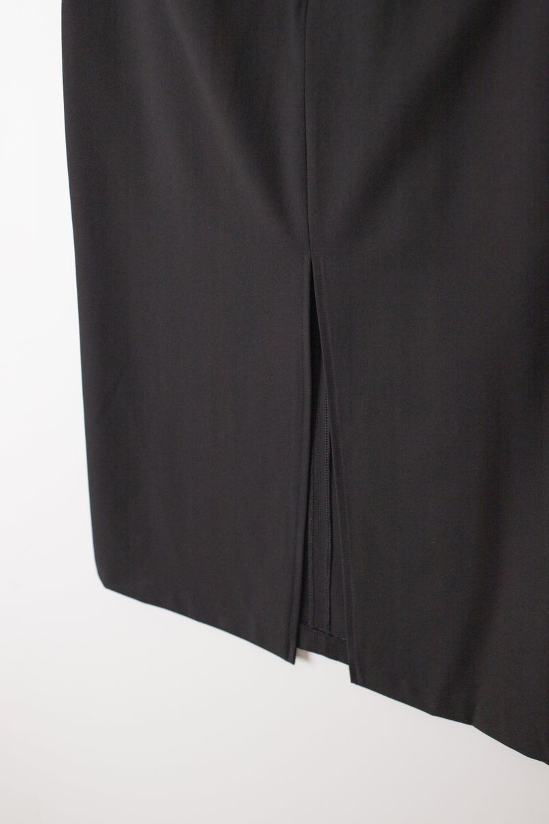 Wool stitch midi skirt (Black)