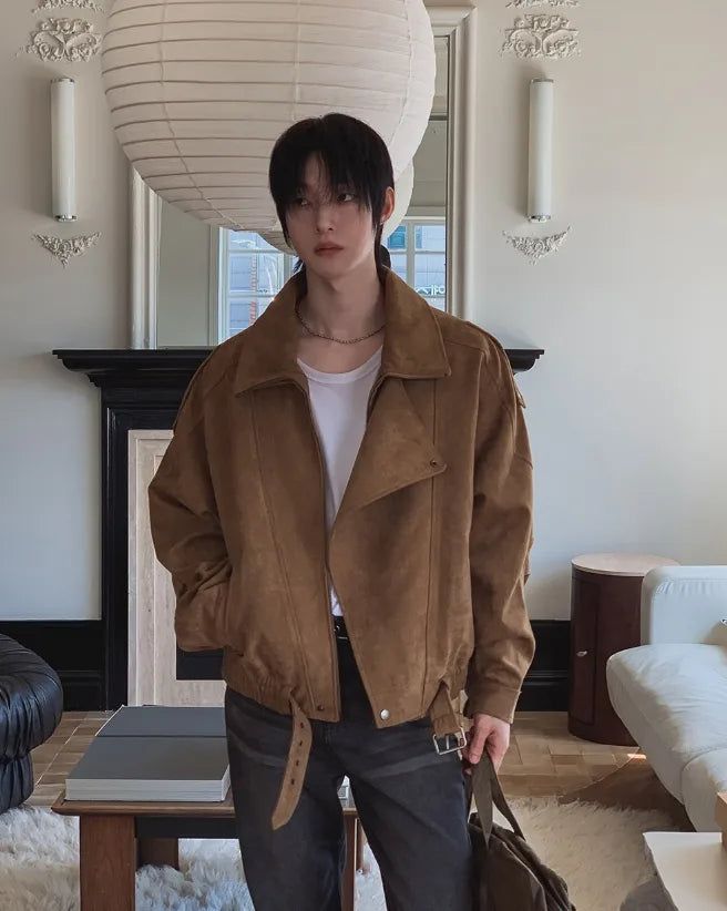 Seidon Suede High-Neck Rider Jacket