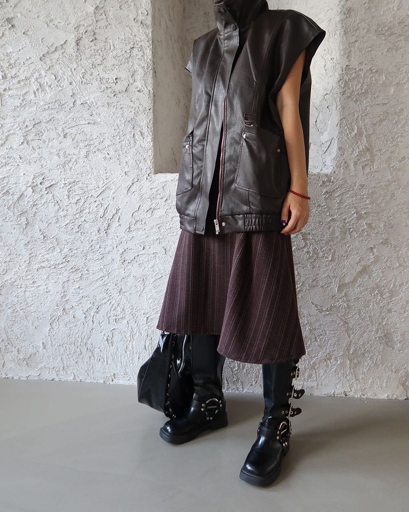 leather oversized fit vest jacket