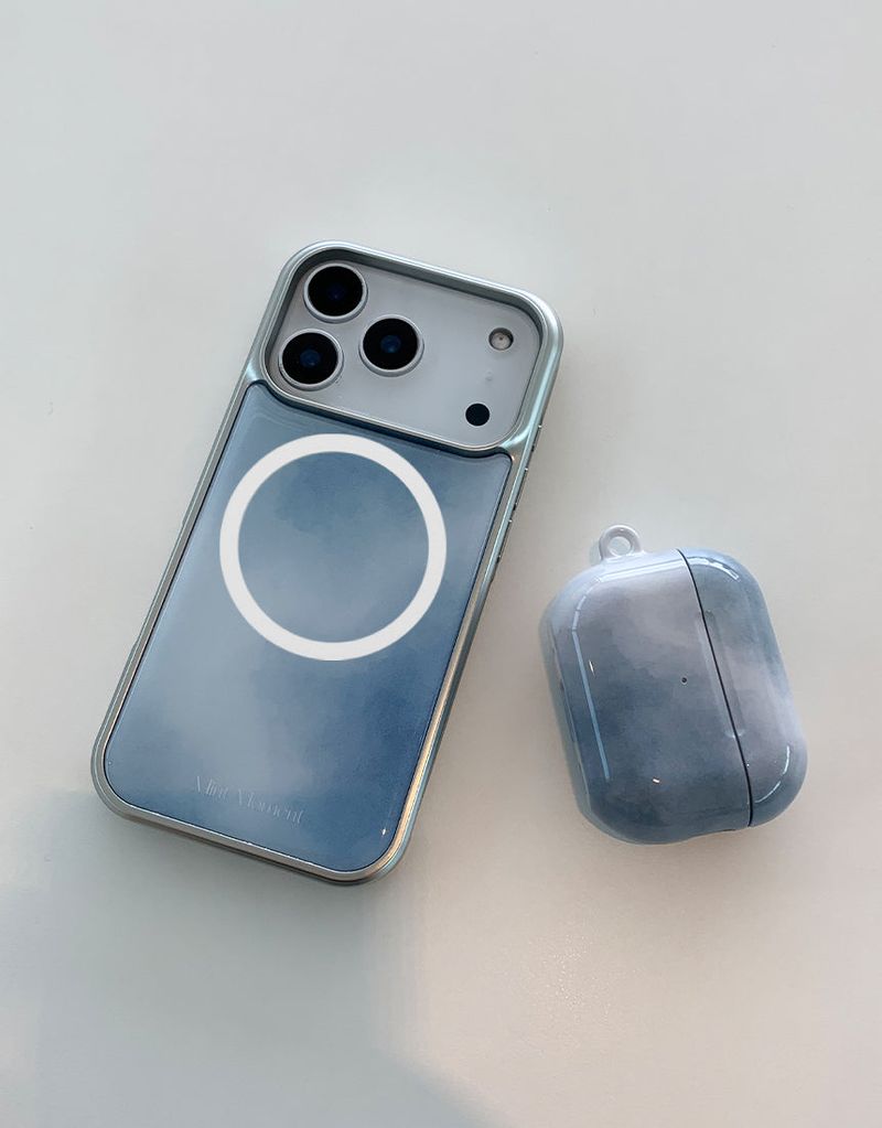  [MADE] ミスティブルー シルバー エポキシ MagSafeバンパー iPhoneケース