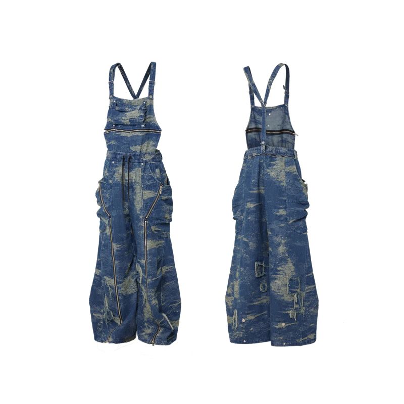 RELABEL (DIGGER) detachable multi-morph change patchwork silhouette four-zipper strap jeans