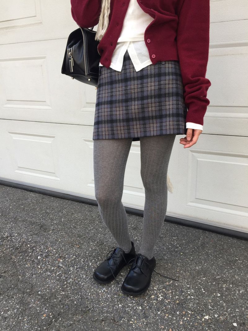 Plaid Peach Mini Skirt (2color)