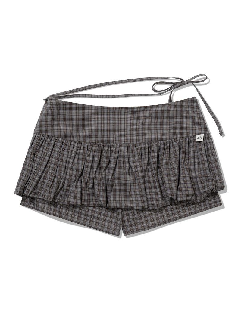 CHECKERED PUMPKIN SKIRT PANTS(GREY)