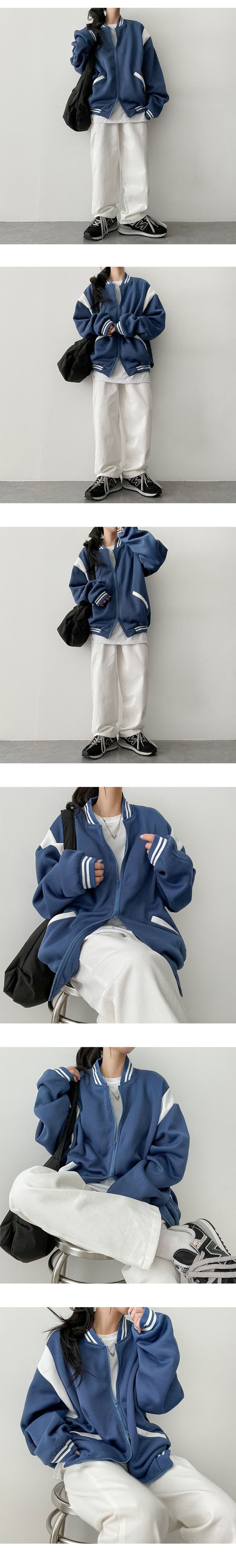 Soft Fleece-Lined Boxy Line Two-Way Color Jumper