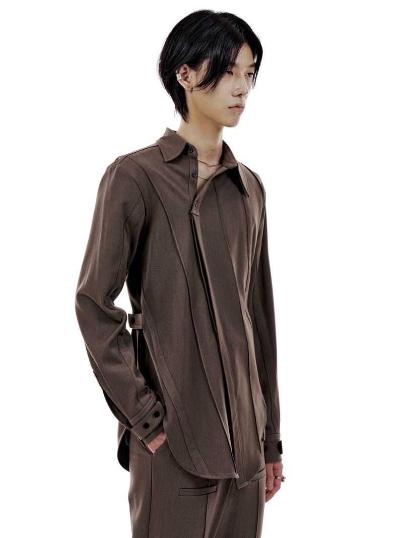 UNBALANCED BUTTON STRAP SHIRT