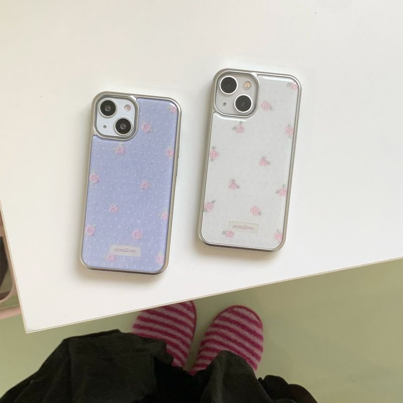 [MADE][Glass Silver Bumper Case]  Rose Stitch Knit Case