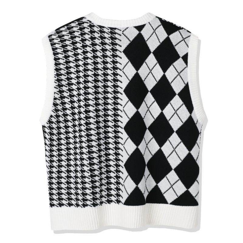 ARGYLE & HOUND CHECK KNIT VEST