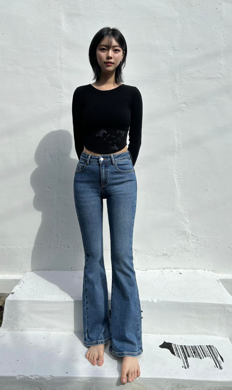 BASIC SPANDEX BOOTCUT DENIM PANTS code 18311