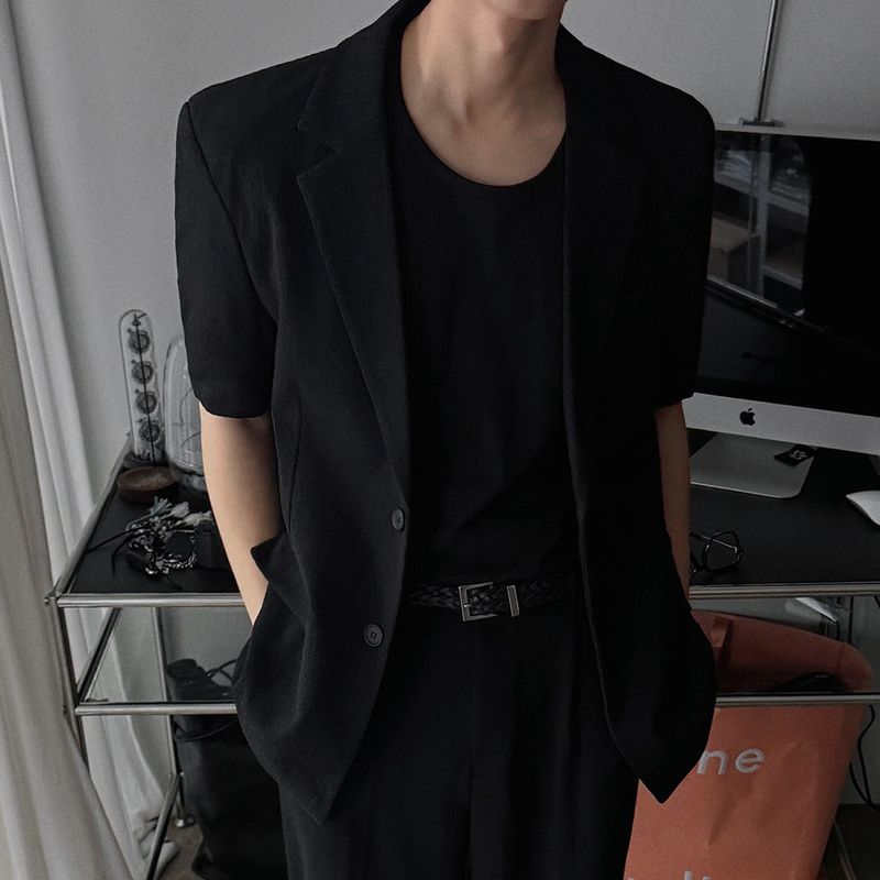 ASCLO Wrinkle Linen Half Sleeve Jacket (2color)