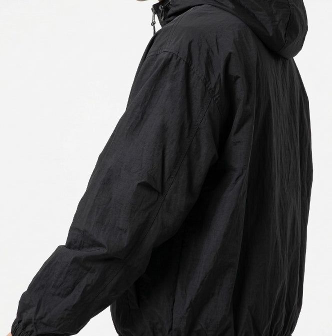 Crop Banding Light Windbreaker Black