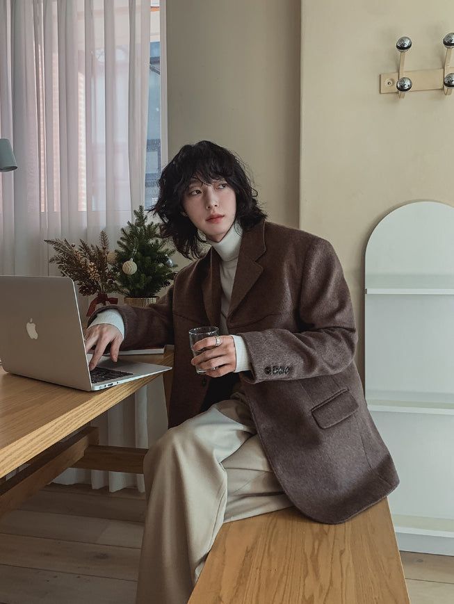 Line wool loose fit blazer
