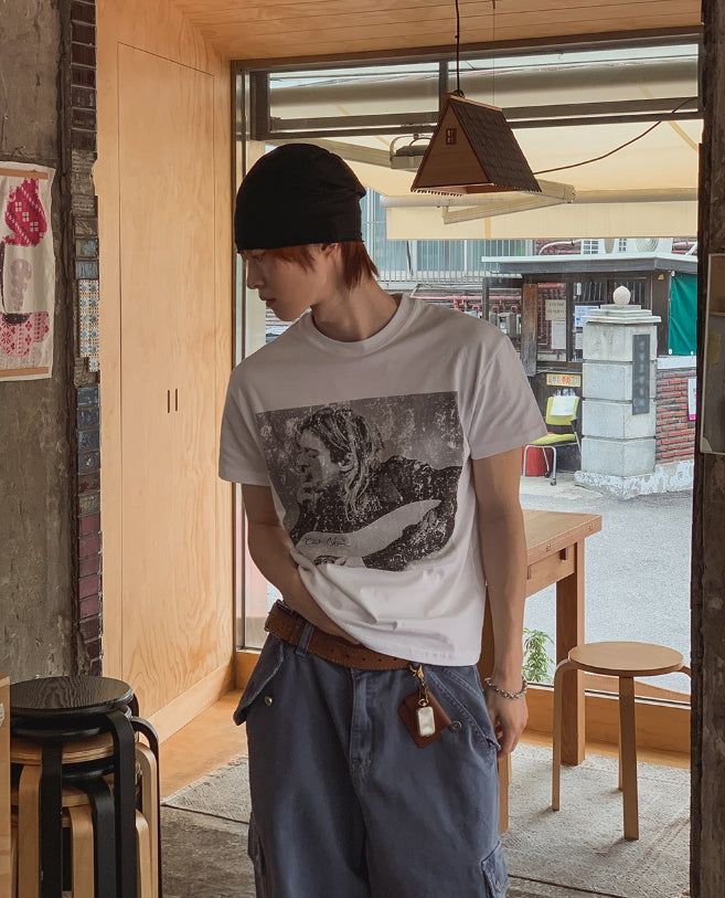 Grunge Vintage Photo Print Short Sleeve T-shirt