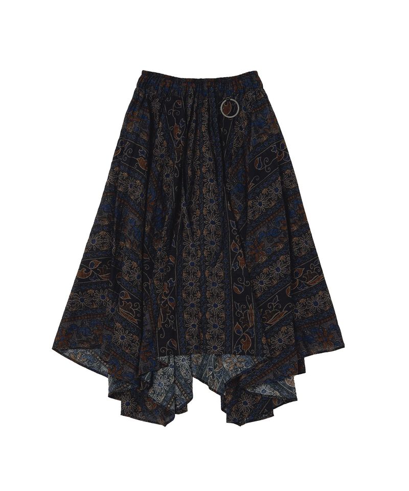 A NOTHING（アナッシング）の「WOOD-CUT UNBALANCE FLARE SKIRT (Black)（Skirts）」